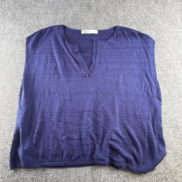 Free People Tops - Free People FP Beach Navy Blue Knit Split Neck Sleeveless Top Medium